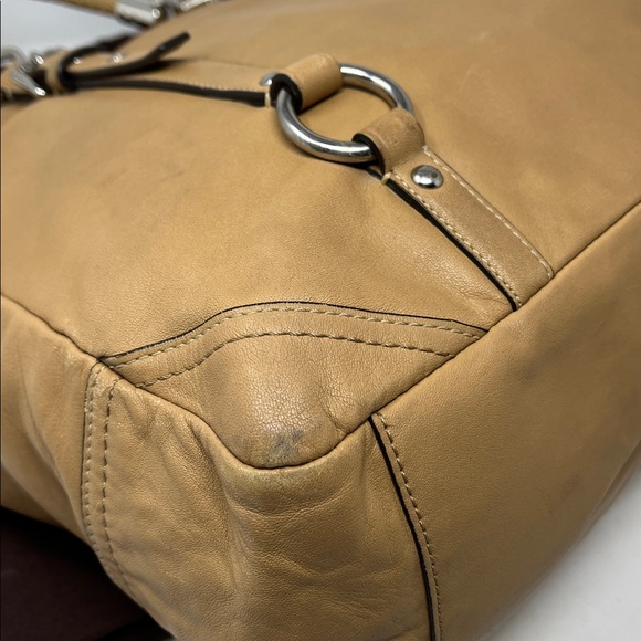 COACH GALLERY LEATHER TOTE BAG IN CAMEL TAN WITH DUST BAG 2007 TWIST LOCK - Picture 7 of 17